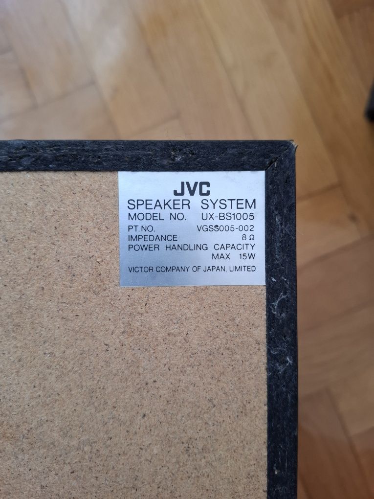 Mini wieża JVC, CD, z głośnikami, częściowo uszkodzona