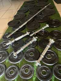 Discos de musculação 218kg + halteres +barra