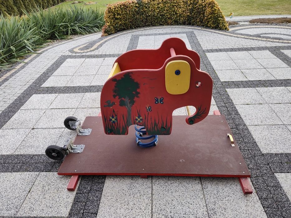 Huśtawka dla dzieci bujak bujawka na sprężynie słoń ogrodowa sklejka