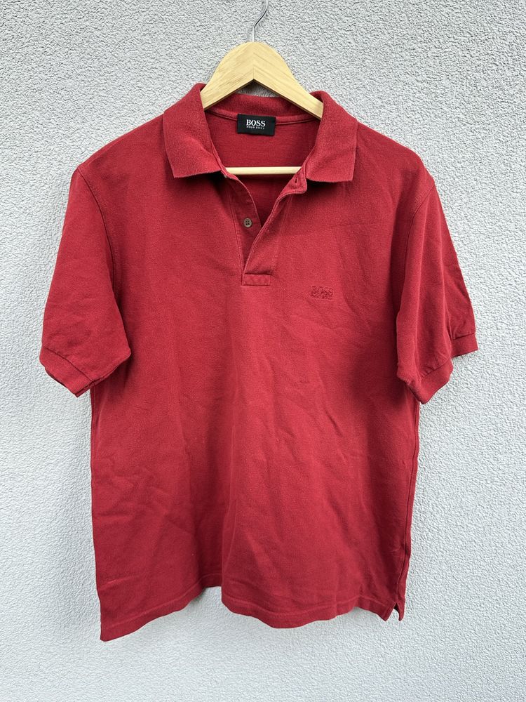 Hugo Boss L czerwona koszulka polo haft logo