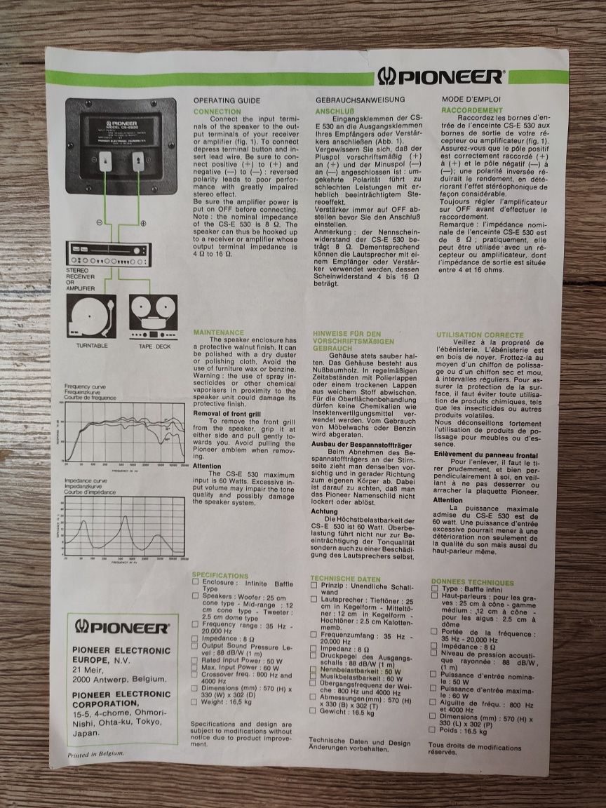 Vintage głośniki kolumny retro Pioneer CS-E530 petardy lux