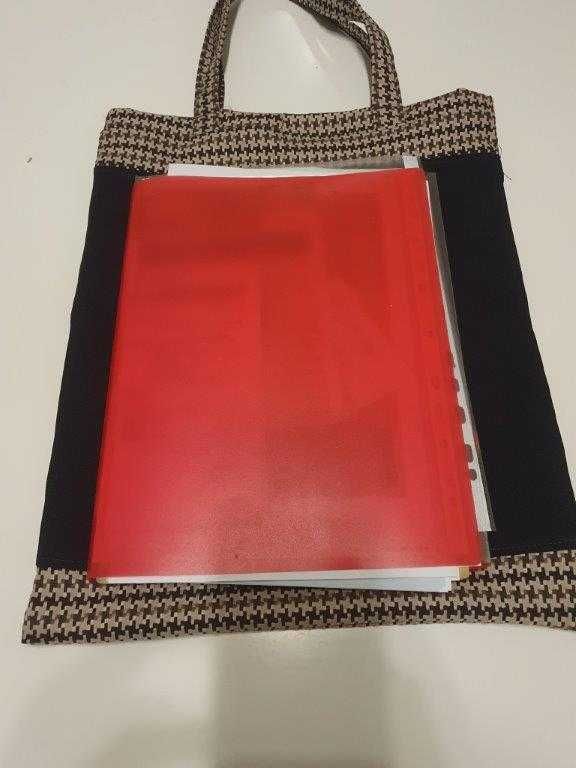 czarna TORBA na ramię zakupy shopper bag A4 brąz/beż pepitka 36*43