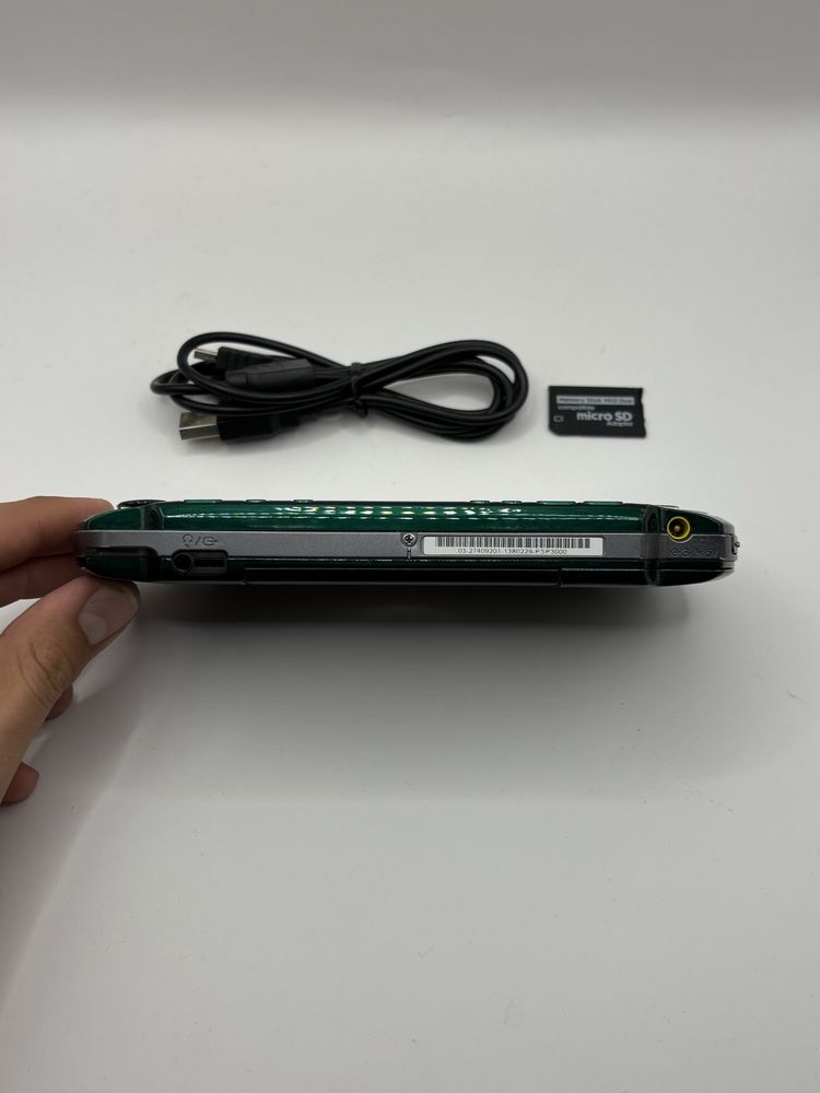 zielona konsola PSP 3000 slim + adapter + kabel spirited green