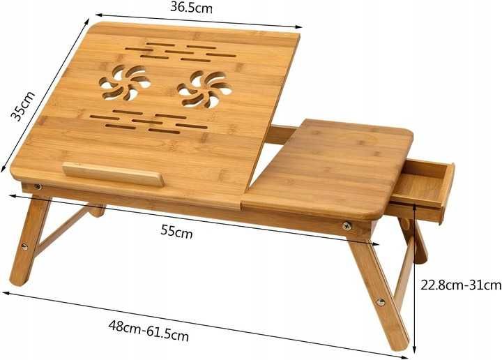 Stolik pod laptopa do łóżka składany mobilny regulowany śniadaniowy