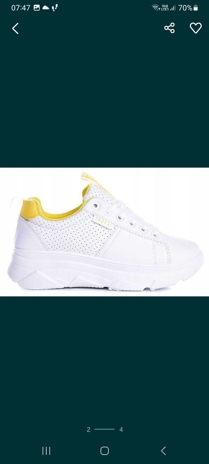 Sneakersy białe z żółtym r 40