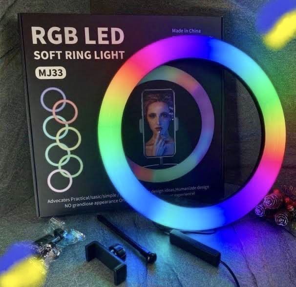 Кольцевая лампа для селфи MJ33 RGB, 33см. ОРИГИНАЛ 100%