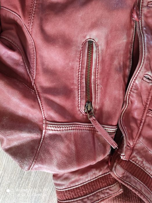 Kurtka skórzana pudrowy róż