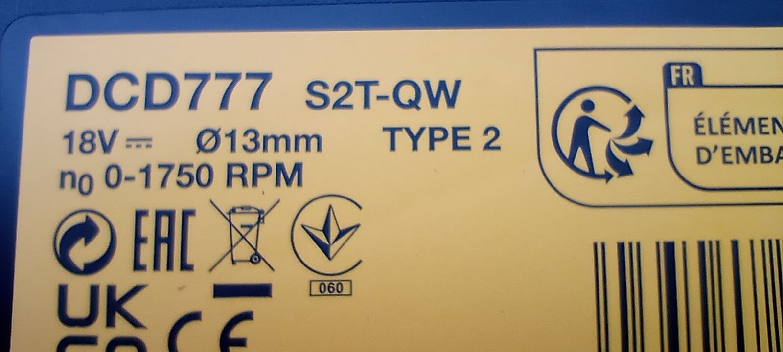 Nowa Wkrętarka bezszczotkowa DeWalt 18 V 2 x 1,5 Ah DCD777S2T-QW