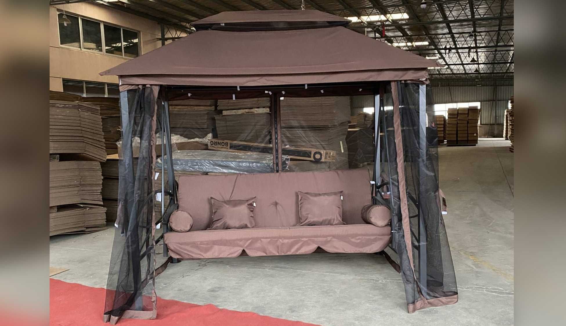 Садовая качеля розкладная шатер-диван с москитной сеткой и навесом
