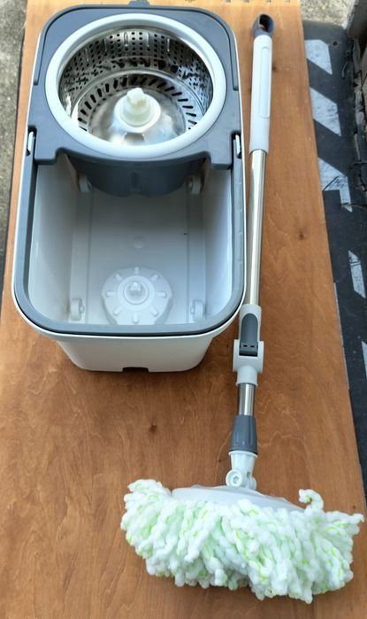 Швабра з відром центрифуга нержавіючої сталі, 2 насадки мікрофібра