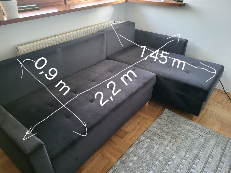 Kanapa rozkładana z pojemnikiem na pościel 2,2m x 0,9 m