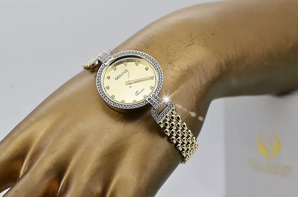 Prześliczny 14k złoty damski zegarek Geneve lw006ydy Warszawa