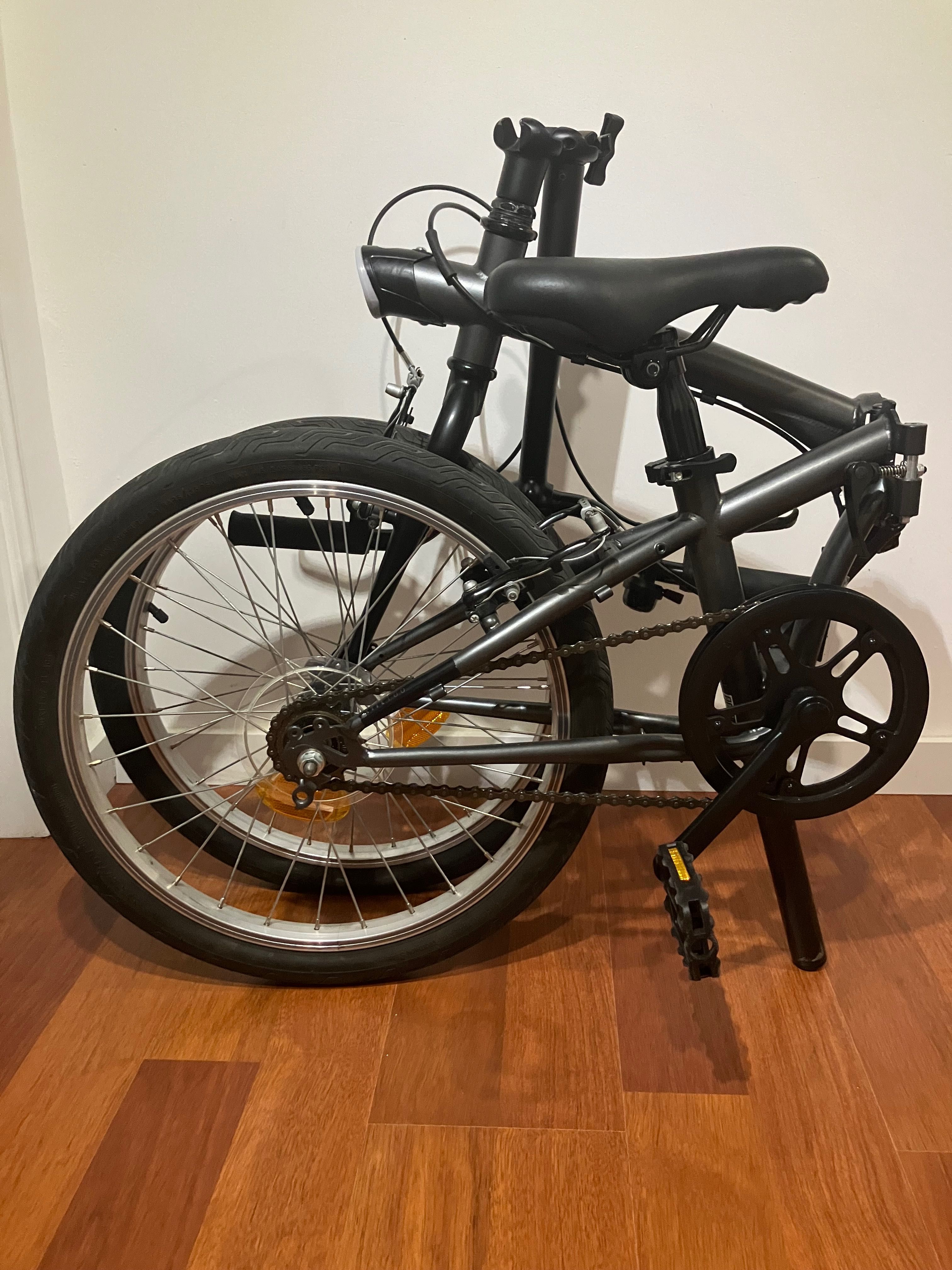 Bicicleta dobrável BTwin fold 100 com acessórios