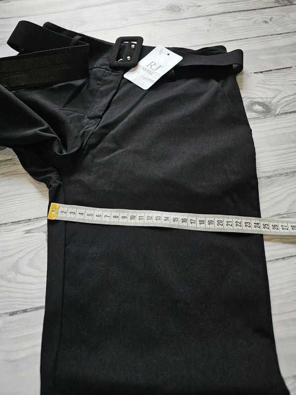 Nowe czarne spodnie eleganckie z paskiem rozmiar M, L RJ Moda