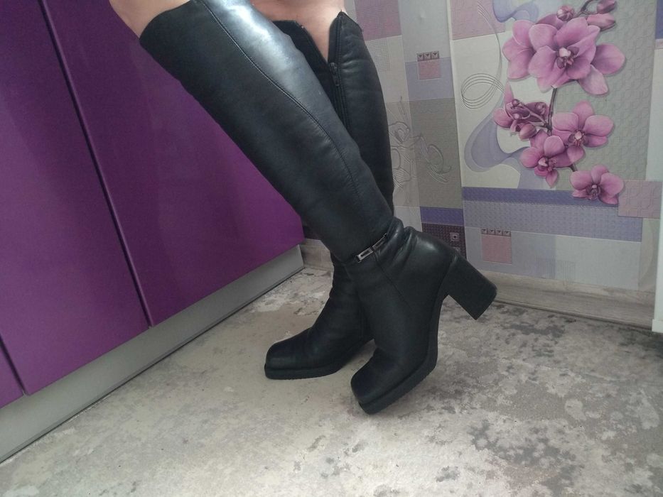 Зимові чоботи ботфорти на середньому підборі Shidali shoes р.38