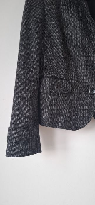 Czarny grafitowy żakiet damski blezer Esprit 44 welna owcza jedwab