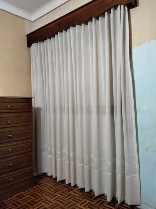 Cortinas de Linho + Sanefas de Madeira Cumaru Brasil (Ler Descrição)