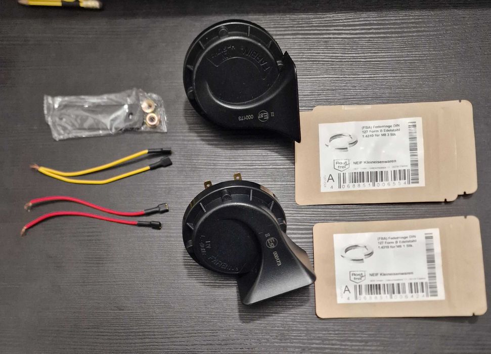 FARBIN Buzina compacta de 12 V para carro, alto tom baixo, 410 Hz