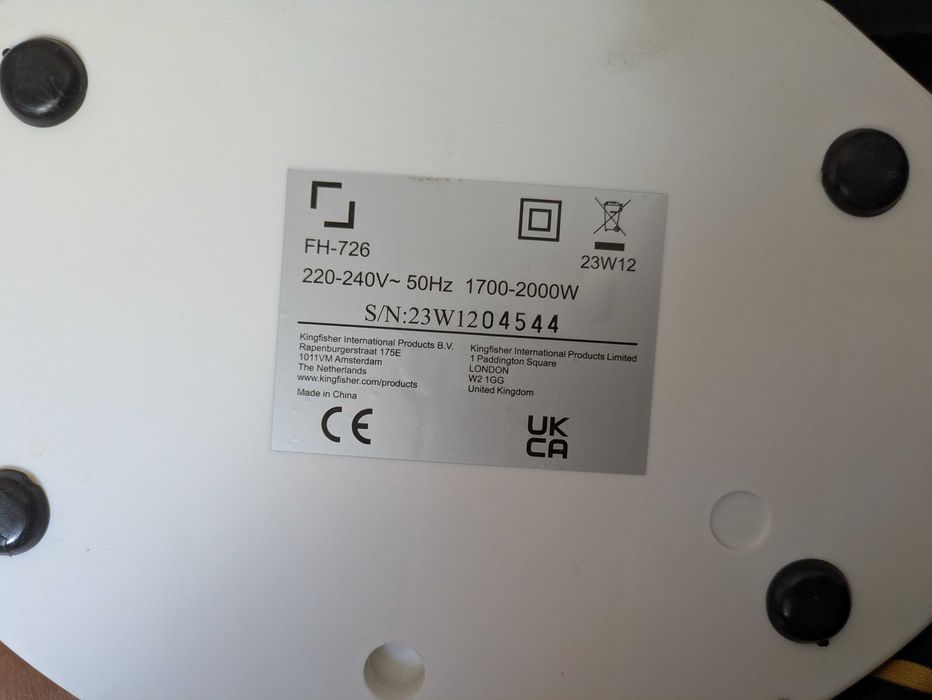Ventoinha e aquecedor 2 em 1  – 2000W, Como Novo