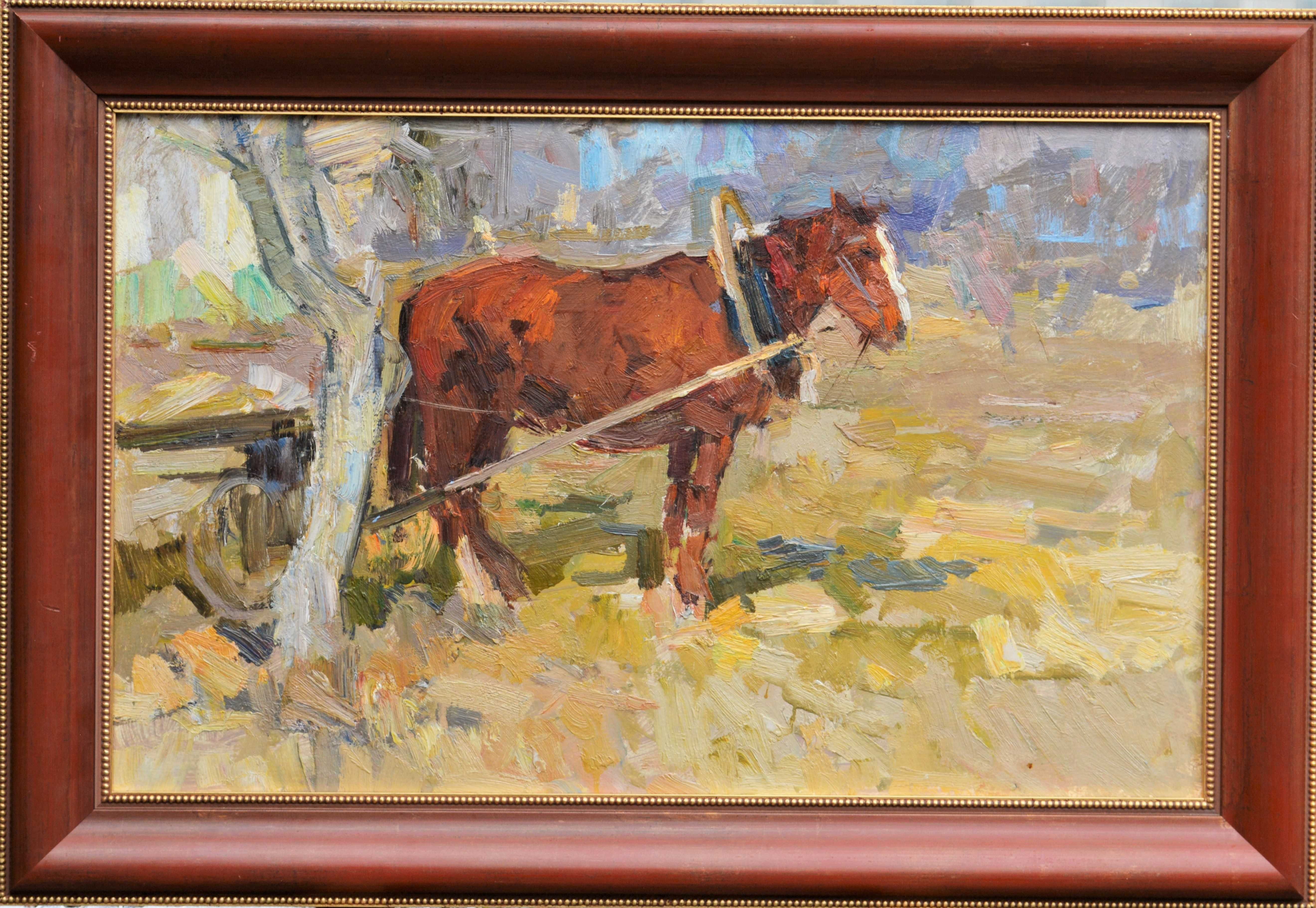 Картина Ф. Захаров "Етюд з конем" 1977 рік.