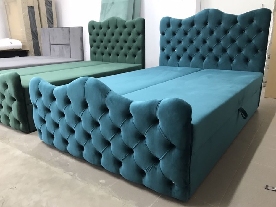 Łóżko tapicerowane KONTYNENTALNE tkanina do wyboru dowolny wymiar