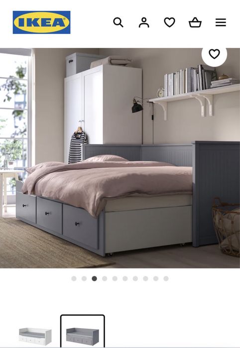 Cama casal Ikea Hemmes cinza