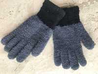 Зимние перчатки из микрофибры (серо-черные)