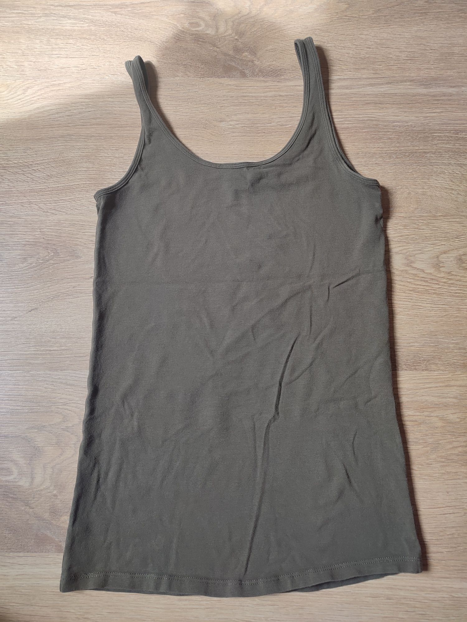 Koszulka na ramiączkach zielona/khaki top bawełniany Garcia Jeans