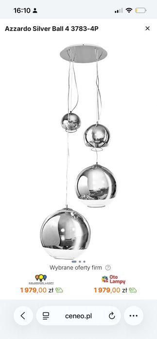 Lampa wisząca AZZARDO Silver Ball 4 – nowa, srebrna, designerska