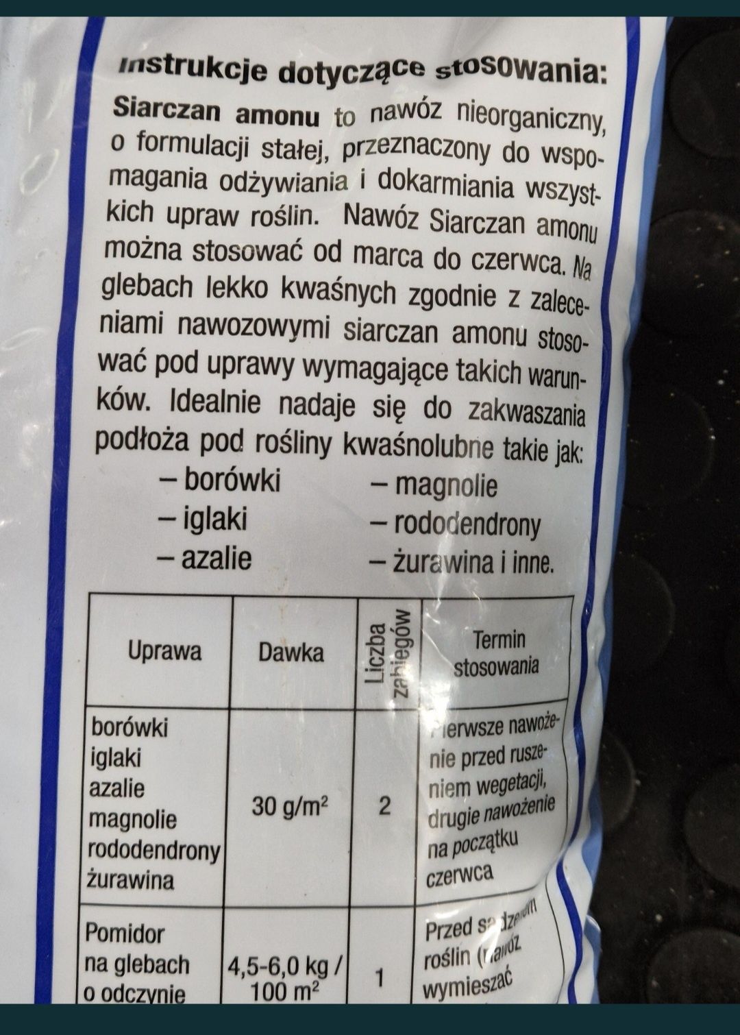Siarczan amonu 5 kg nawóz zakwaszający glebę do borówek iglaków itp.