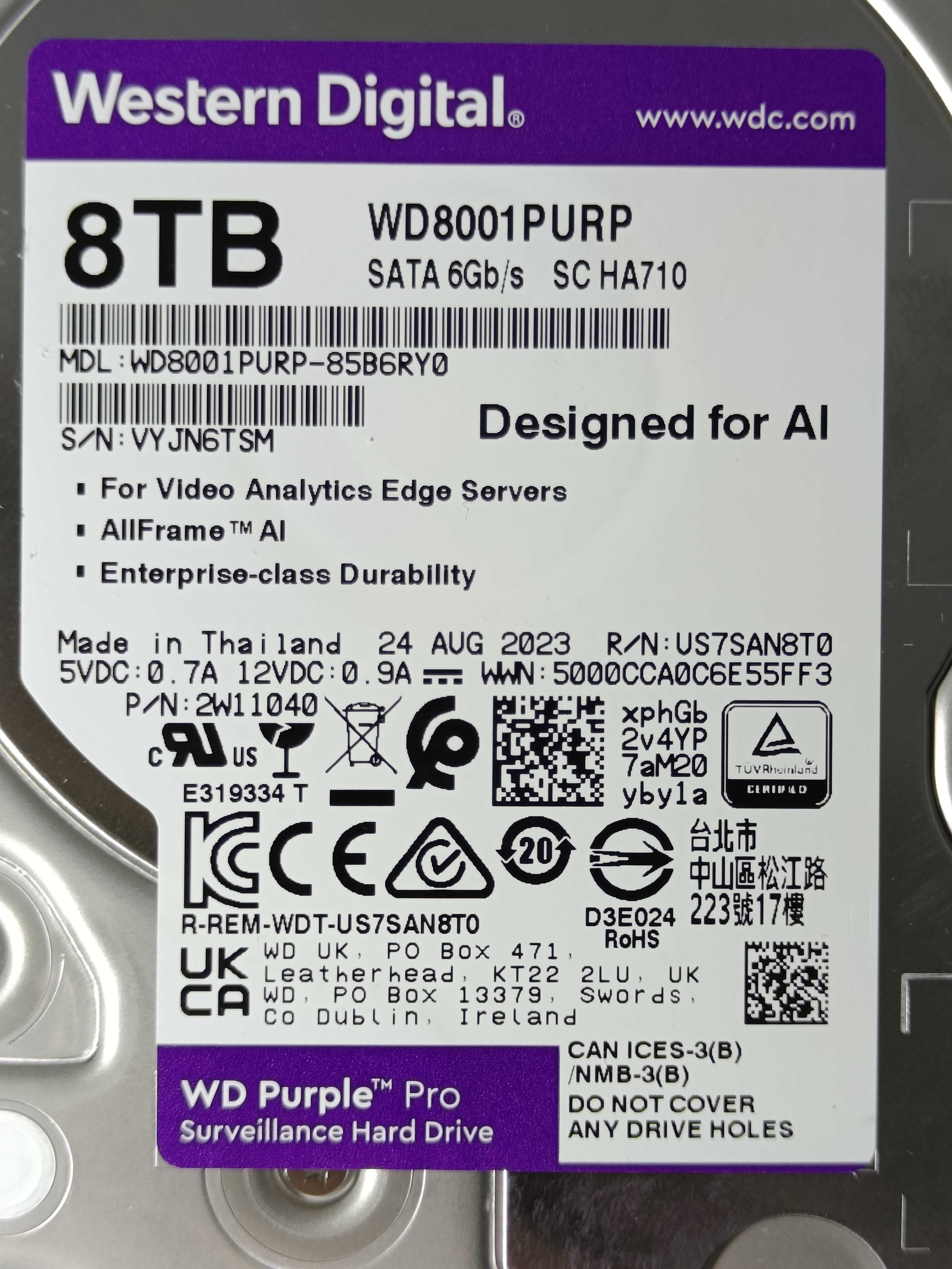 НОВІ Хард Диск HDD Hard Disk Western Digital Purple PRO 8TB WD8001PURP