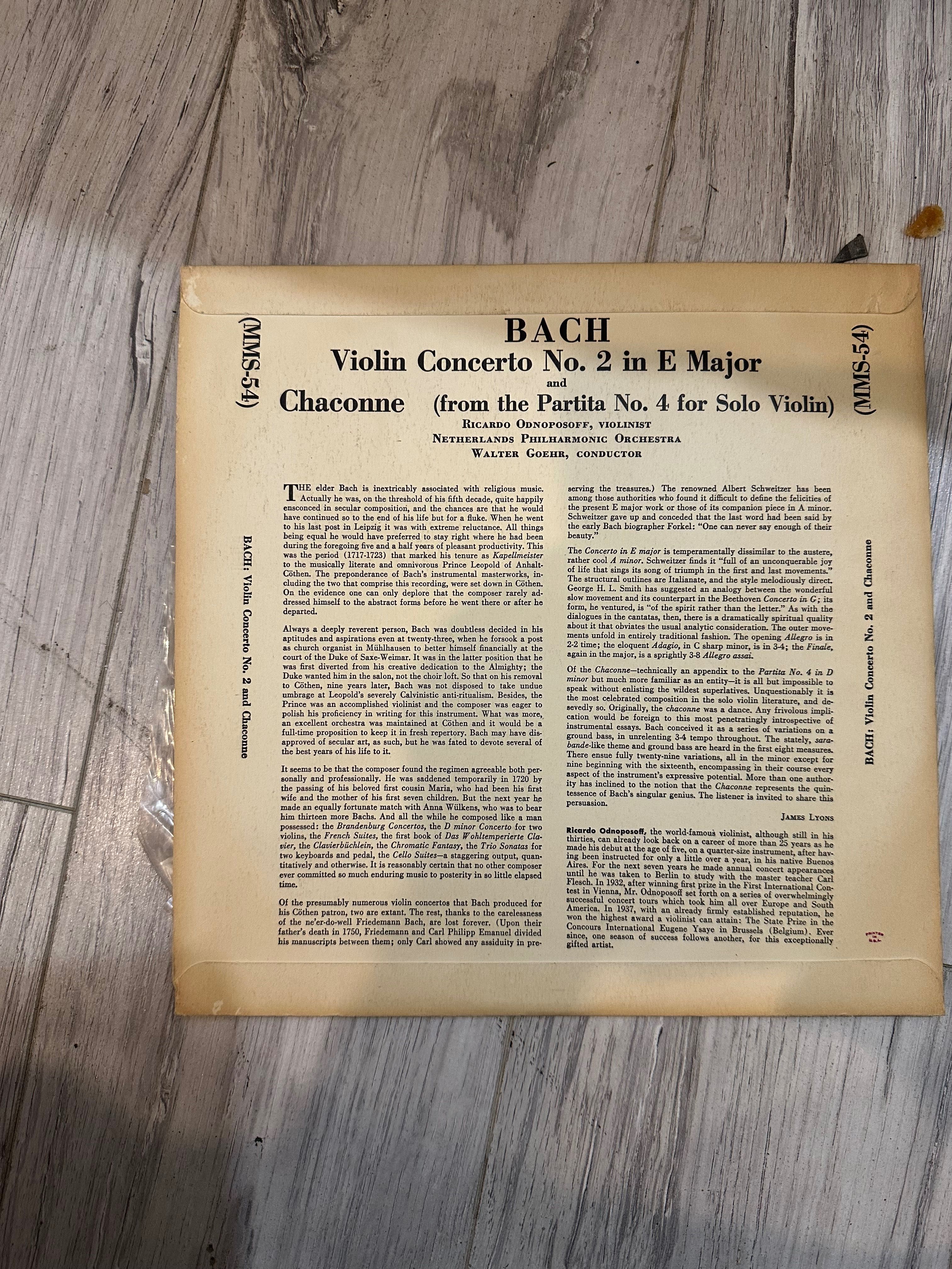 Winyl 10” Bach Violin Concerto No.2 in E Major