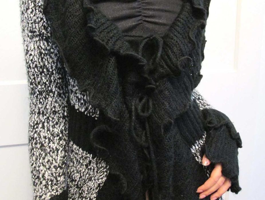 Sweter długi wiązany kardigan vintage S M 36 38