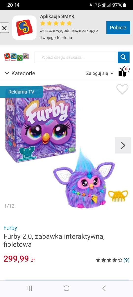 Furby 2.0, zabawka interaktywna, fioletowa