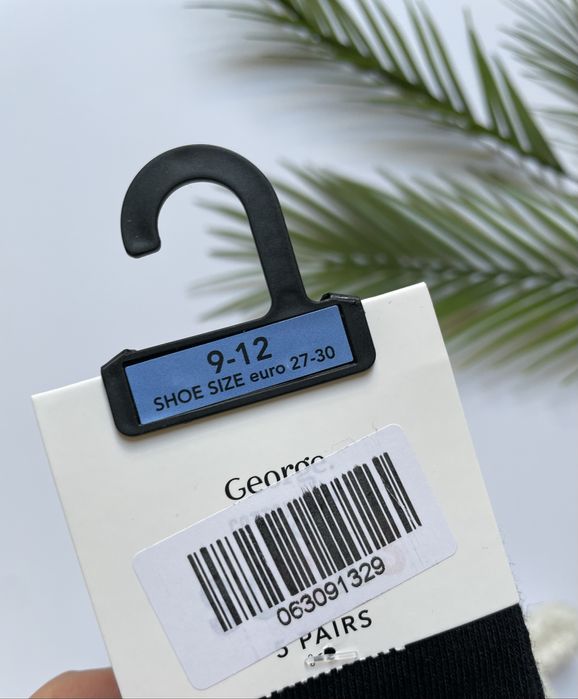 27-30 George UK9-12 5pak czarne bawełniane skarpety z falbanką koronka