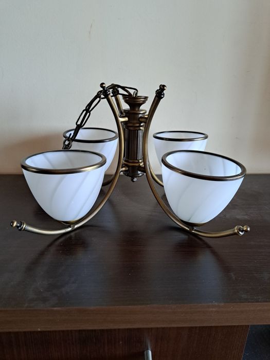 Lampa sufitowa 4 ramienna metal i szklo lata 80-90 vintage