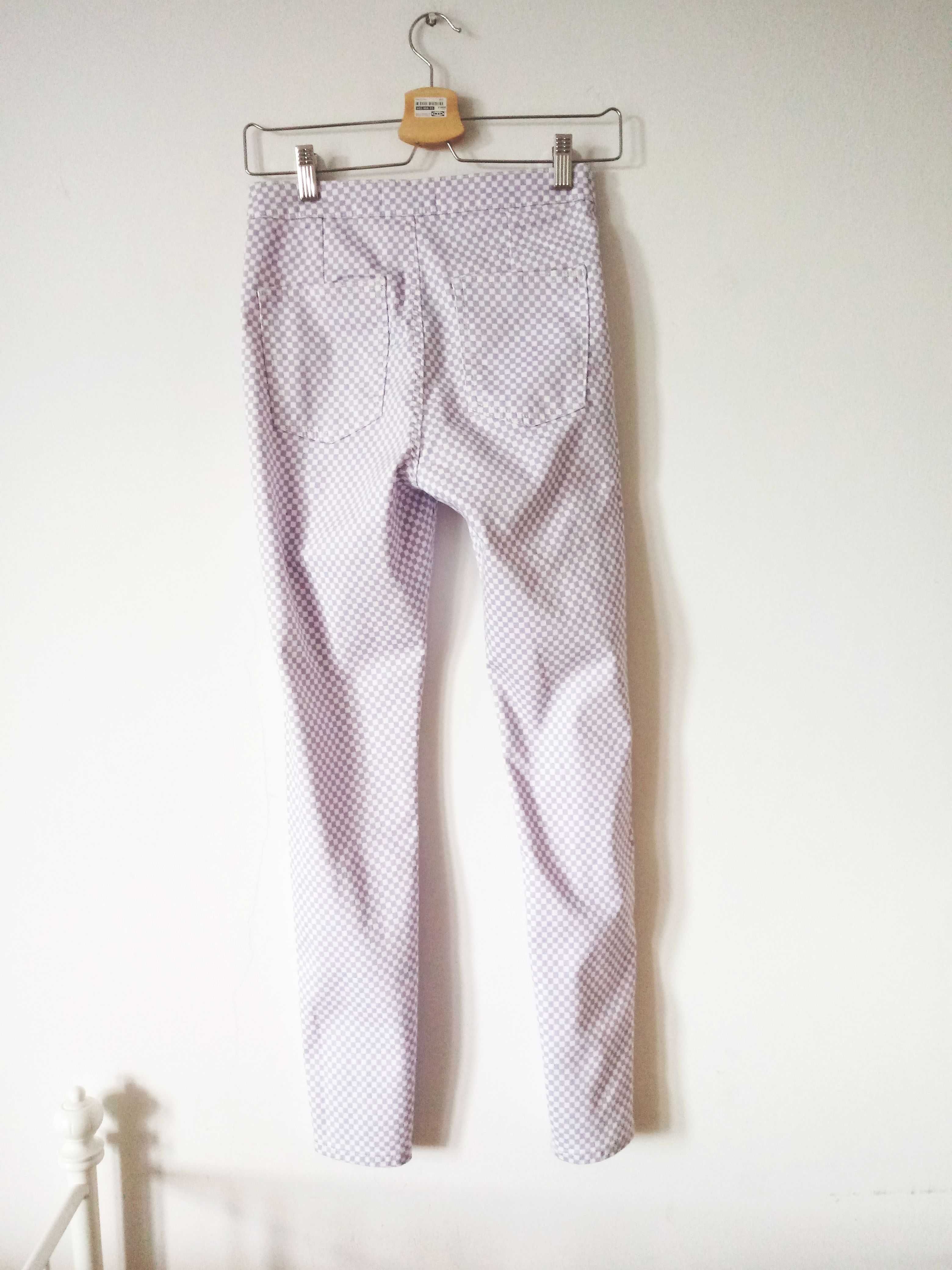 NOWE spodnie rurki w kratkę fioletowe emo alternative Sinsay M
