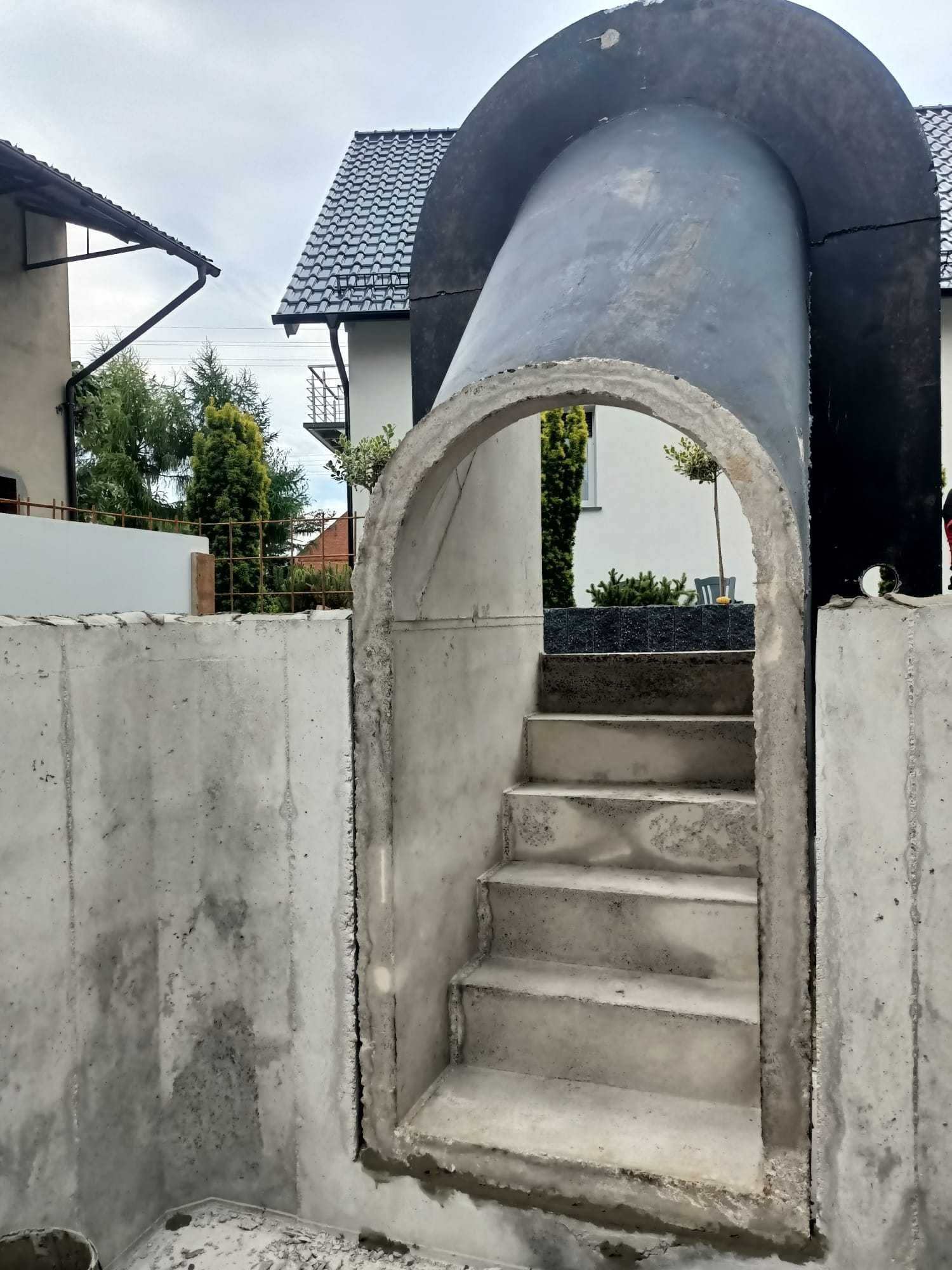 piwnica betonowa ogrodowa ziemianka kopuła B30W8 solidna schody tunel