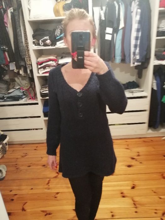 Sweter, tunika butelkowa zieleń M 38