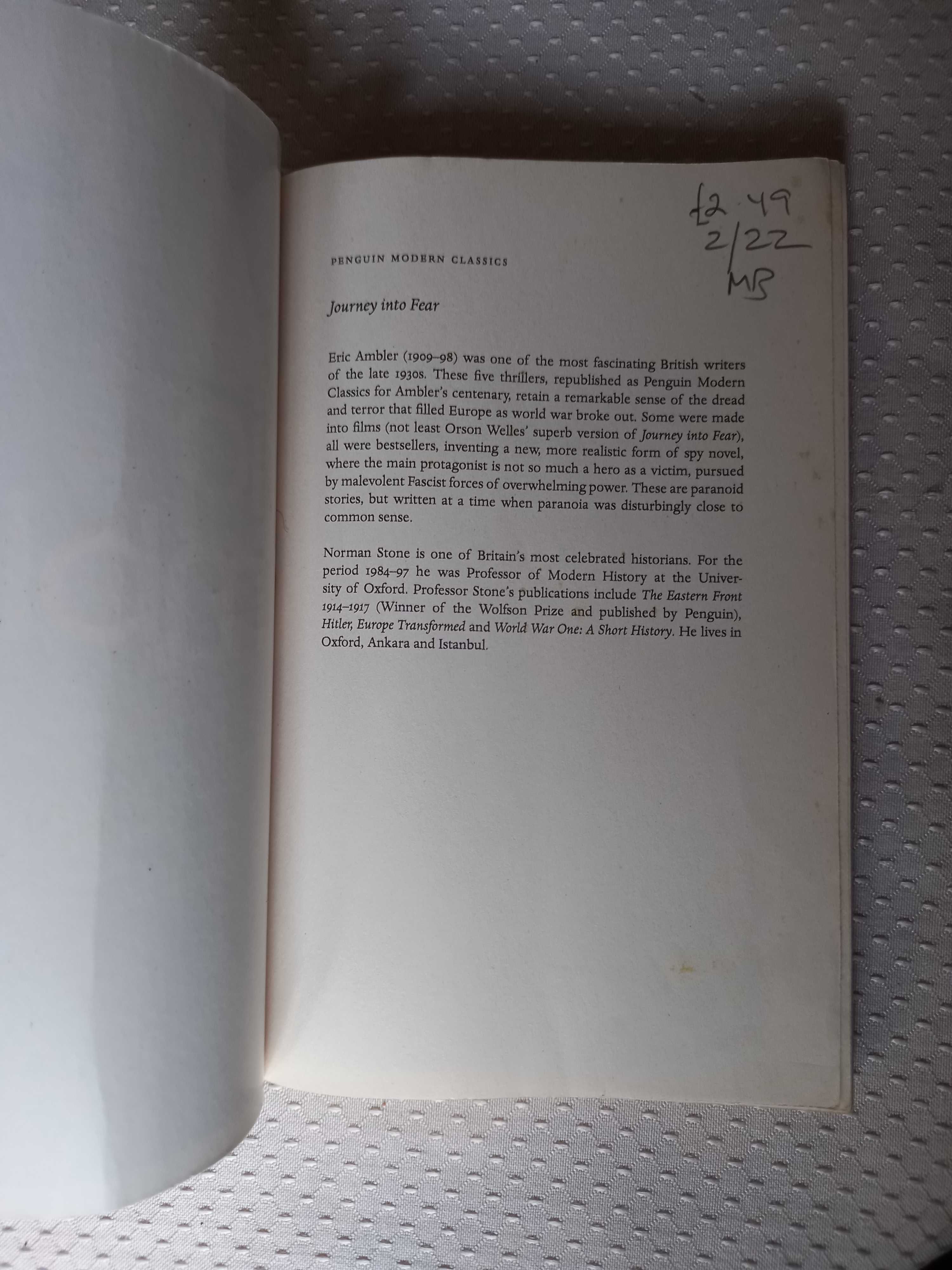 "Journey into Fear", Eric Ambler