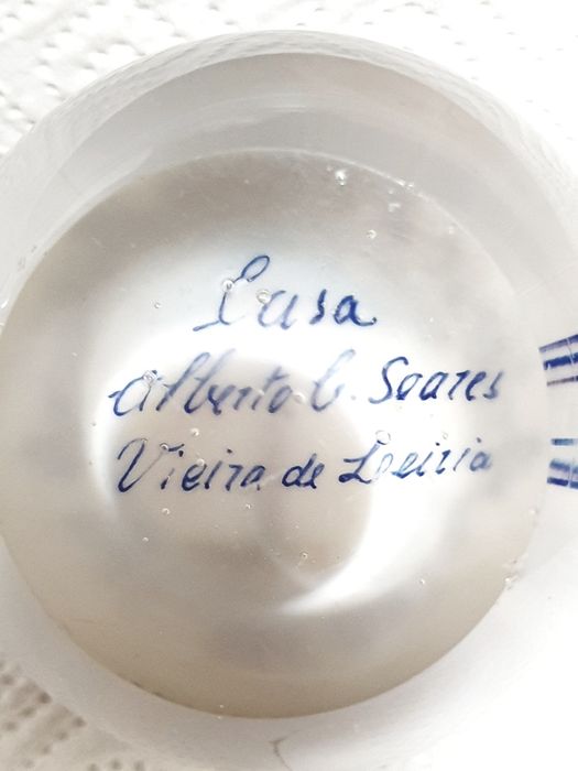 Fantástico pisa papel publicitário em vidro artístico português