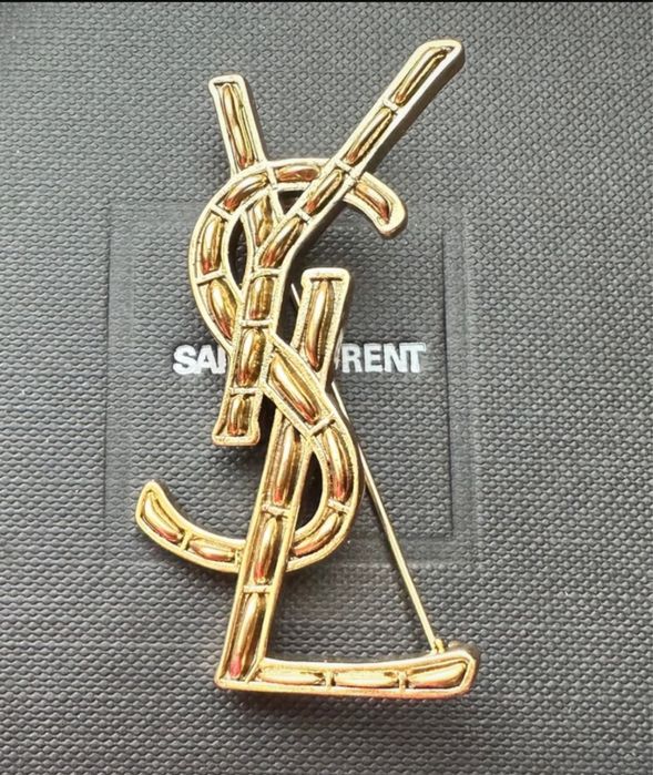 Broszka YSL stare złoto 5,3 cm