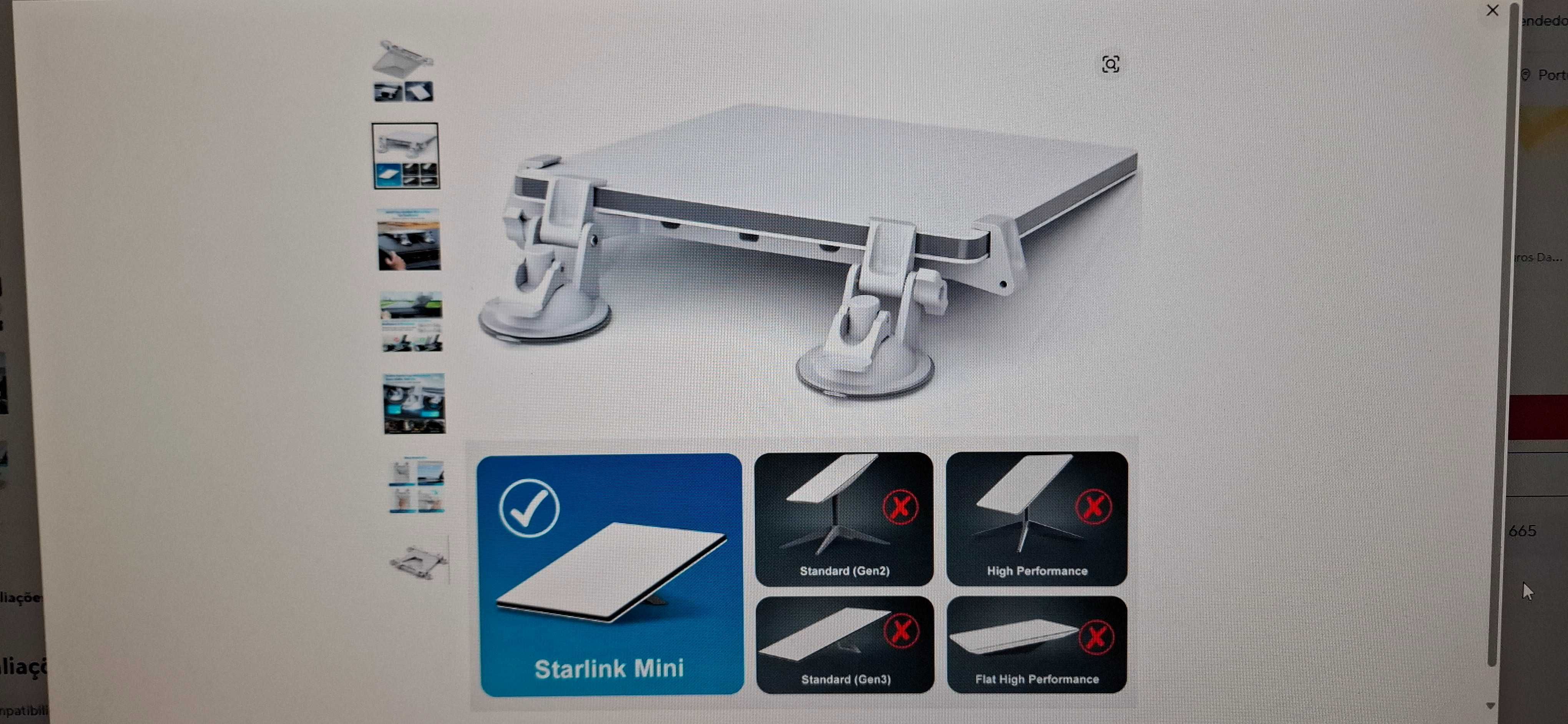 Ventosa para teto solar do carro - Starlink Mini - prato.
