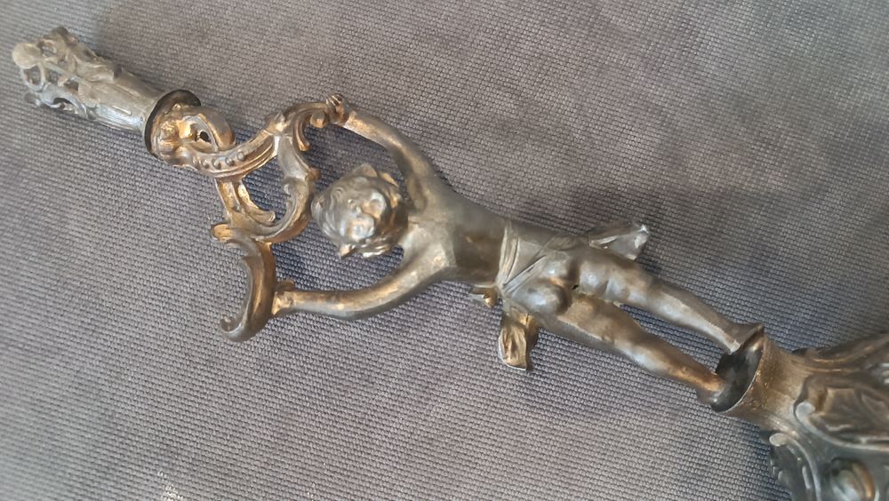 Antyczny Świecznik Figuralny - Putto Neobarokowe (XIX/XX w.) - Wysoka