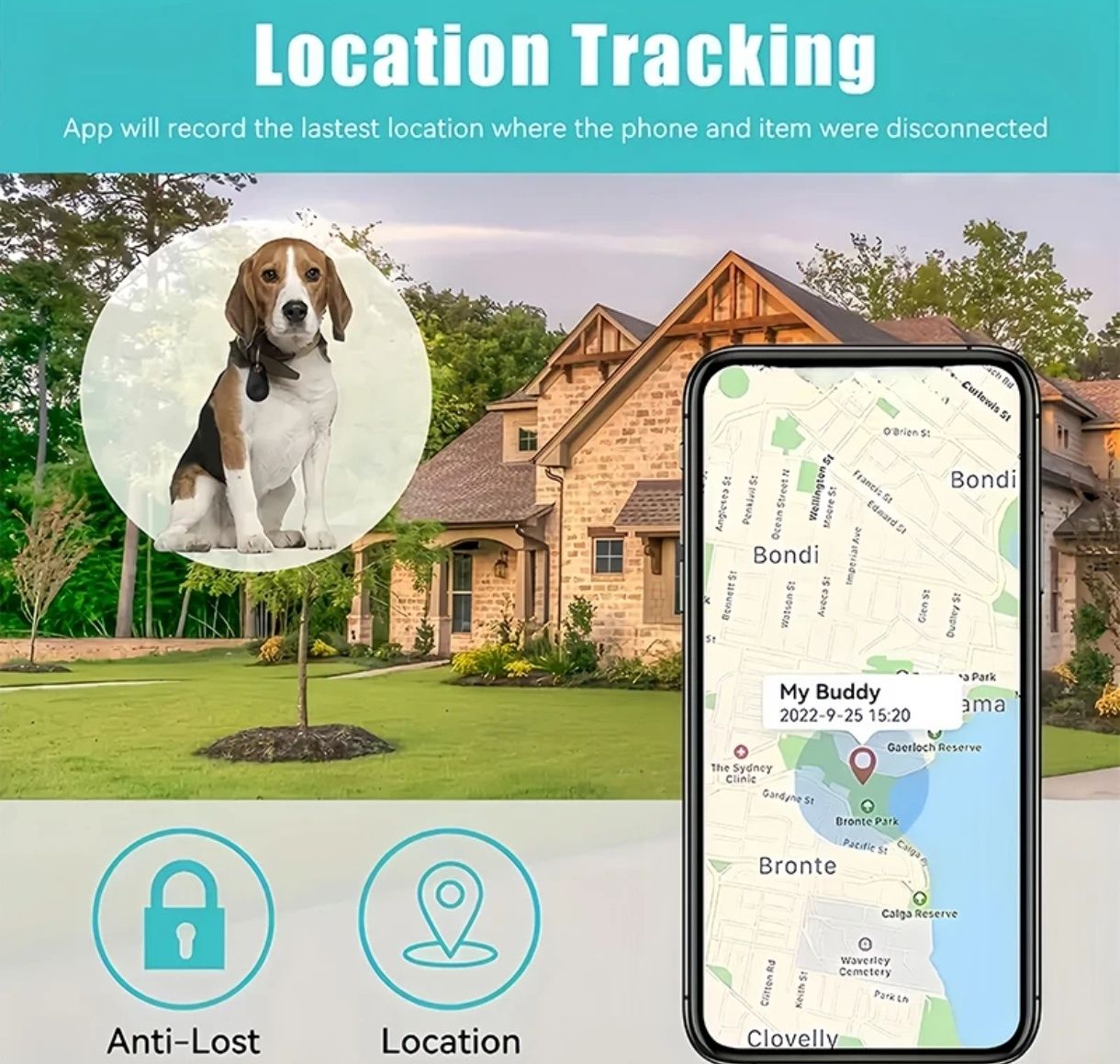 Lokalizator Bluetooth, pozycja na mapie z dokładnością GPS.