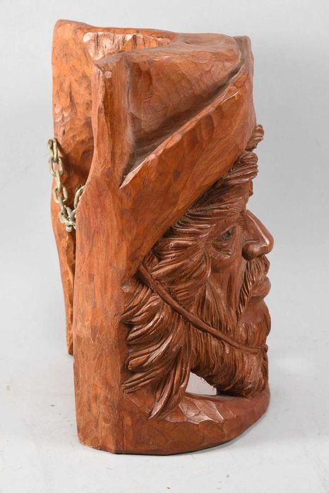 Rzeźba w drewnie sygnowana C. FASSI – UNIKATOWE dzieło SZTUKI LUDOWEJ