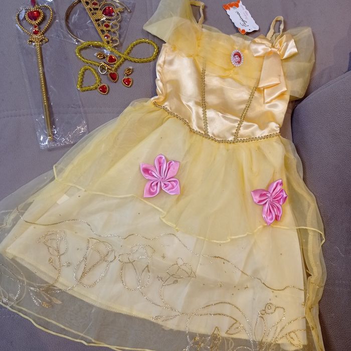 Sukienka strój karnawałowy przebranie księżniczka Bella r.110-116