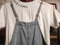 Джинсовий комбінезон + футболка для дівчинки 150 розмір