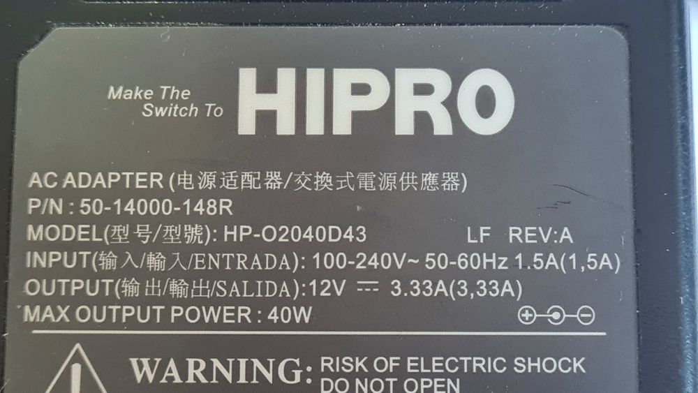 Zasilacz 12V 3.33A 40W Terminal LED TV