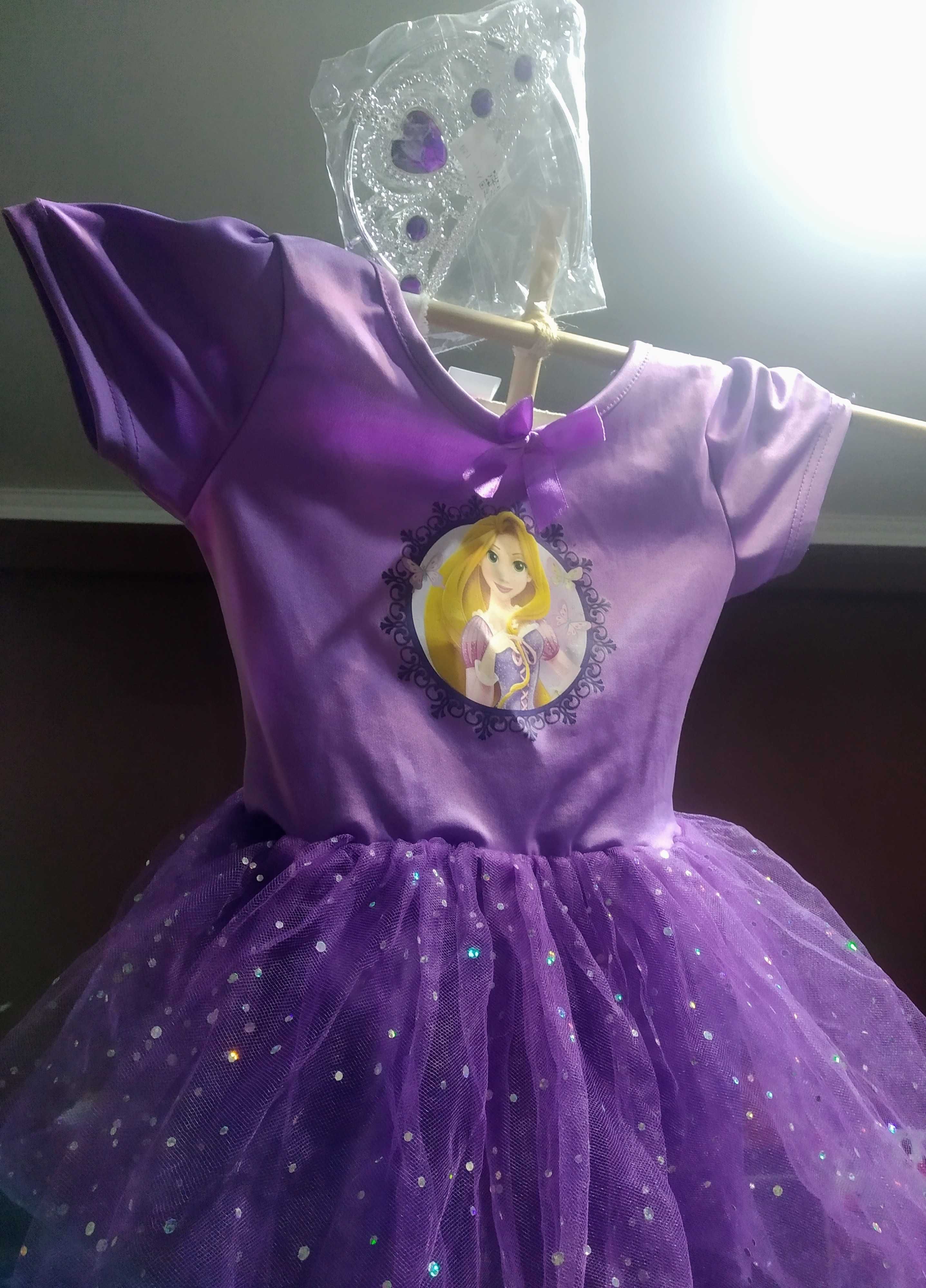 Lote Rapunzel Disney Princess Bailarina Vestido de tule e coroa